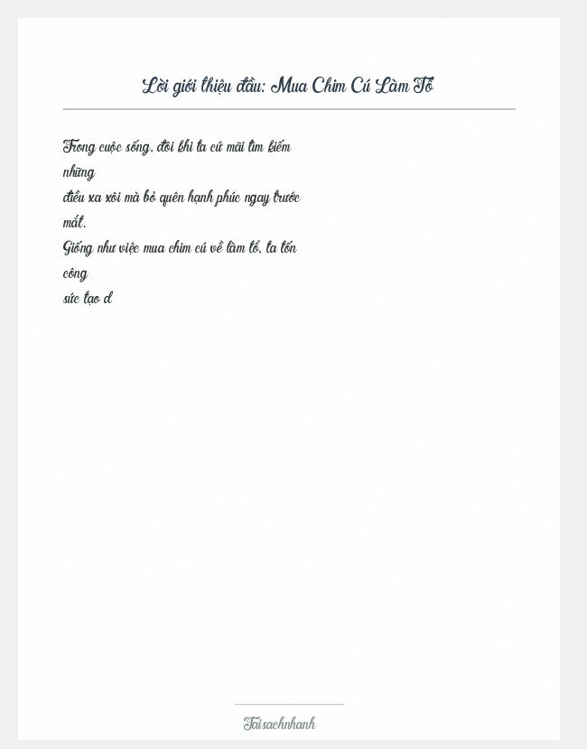 Trích đoạn Mua Chim Cú Làm Tổ