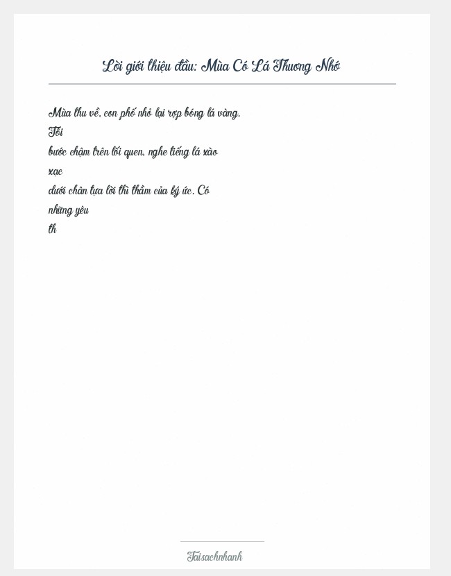 Trích đoạn Mùa Có Lá Thuơng Nhớ