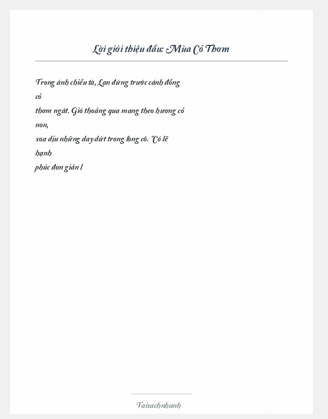 Trích đoạn Mùa Cỏ Thơm