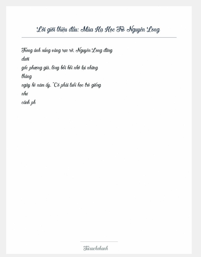 Trích đoạn Mùa Hạ Học Trò Nguyên Long