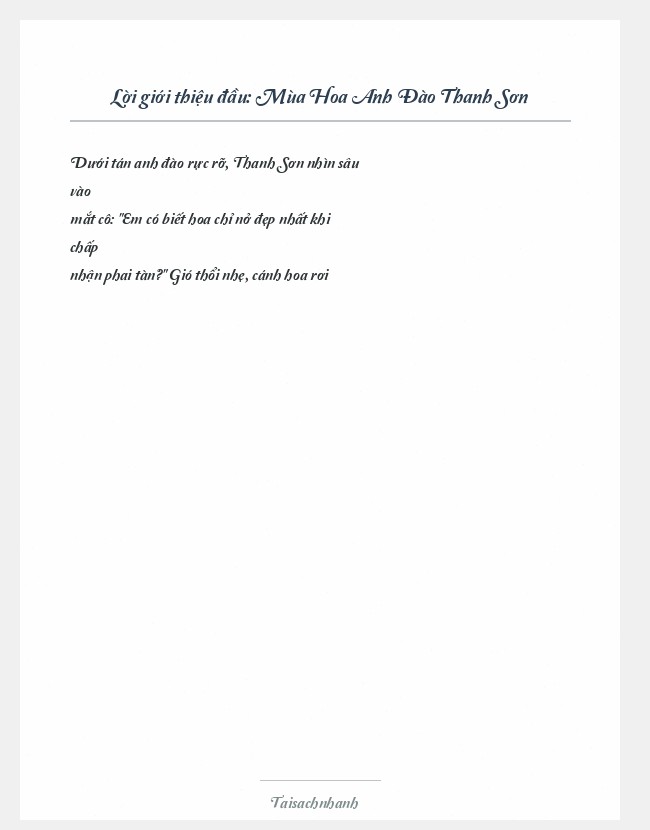 Trích đoạn Mùa Hoa Anh Đào Thanh Sơn