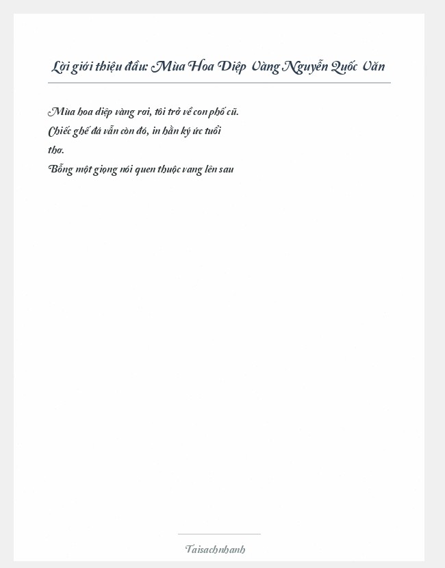 Trích đoạn Mùa Hoa Diệp Vàng Nguyễn Quốc Văn
