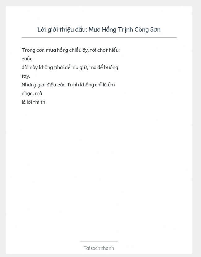Trích đoạn Mưa Hồng Trịnh Công Sơn