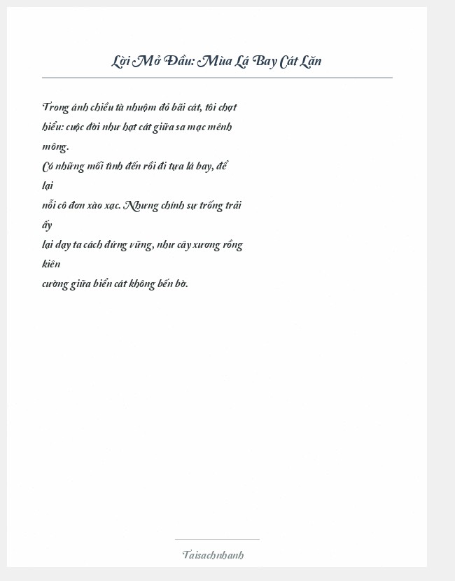 Trích đoạn Mùa Lá Bay Cát Lăn