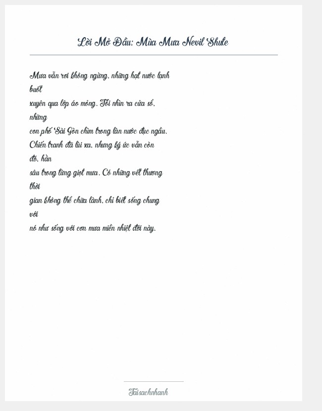 Trích đoạn Mùa Mưa Nevil Shute