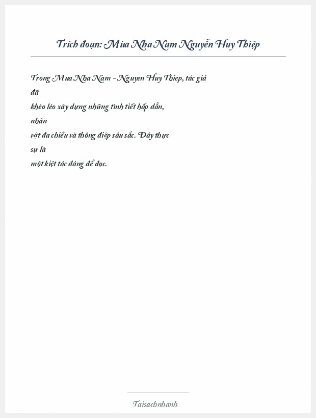 Trích đoạn Mùa Nha Nam Nguyễn Huy Thiệp