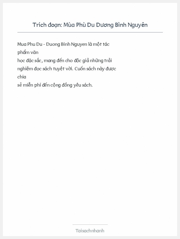 Trích đoạn Mùa Phù Du Dương Bình Nguyên