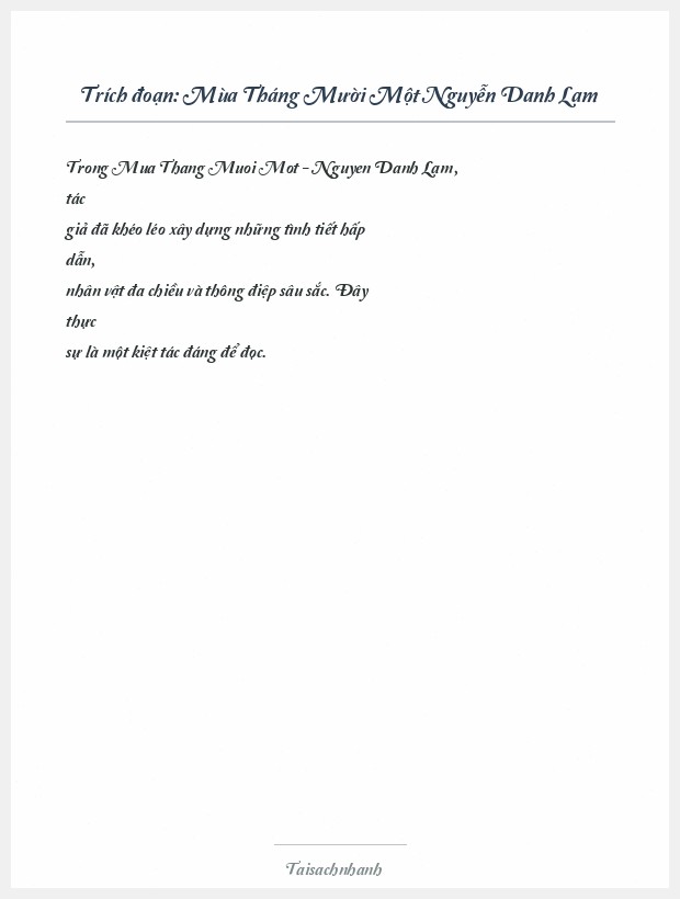 Trích đoạn Mùa Tháng Mười Một Nguyễn Danh Lam