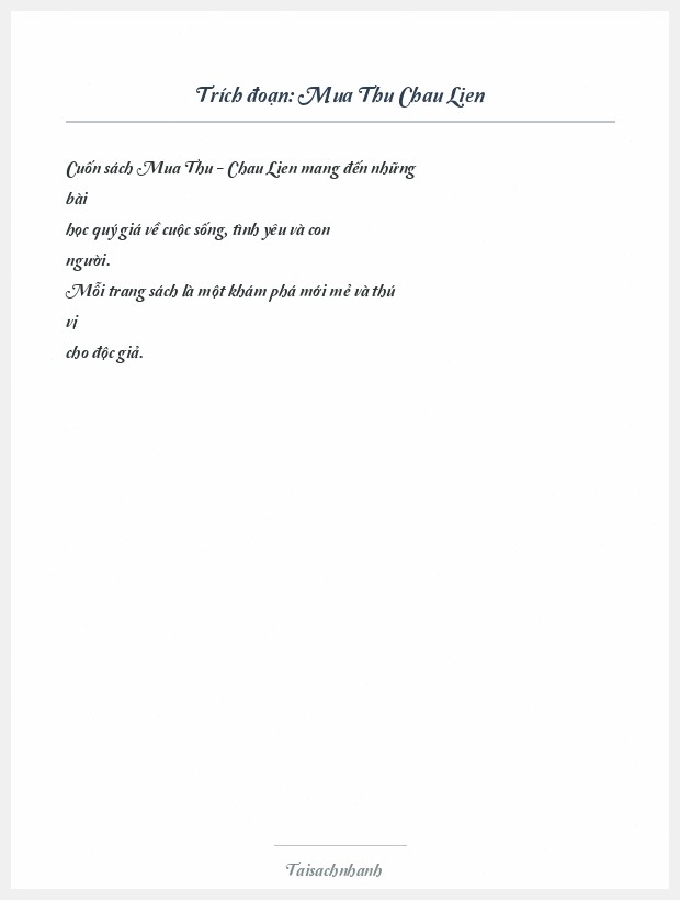 Trích đoạn Mua Thu Chau Lien