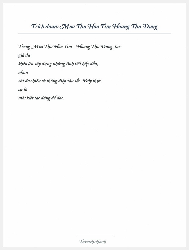 Trích đoạn Mua Thu Hoa Tim Hoang Thu Dung