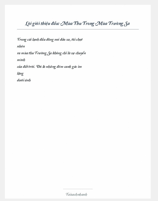 Trích đoạn Mùa Thu Trong Mùa Trường Sa