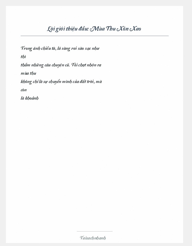 Trích đoạn Mùa Thu Xôn Xao