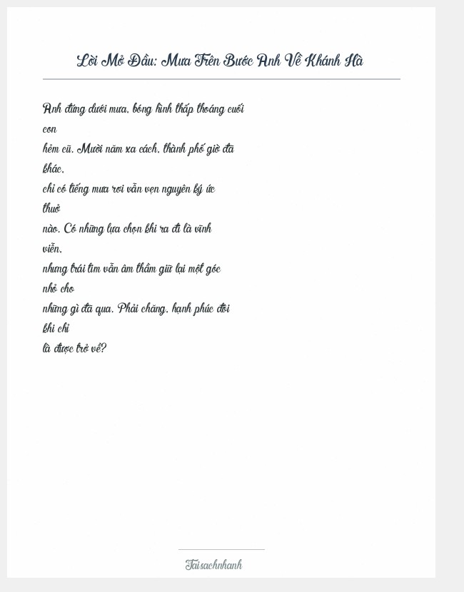 Trích đoạn Mưa Trên Bước Anh Về Khánh Hà