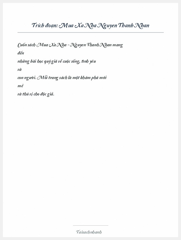 Trích đoạn Mua Xa Nha Nguyen Thanh Nhan