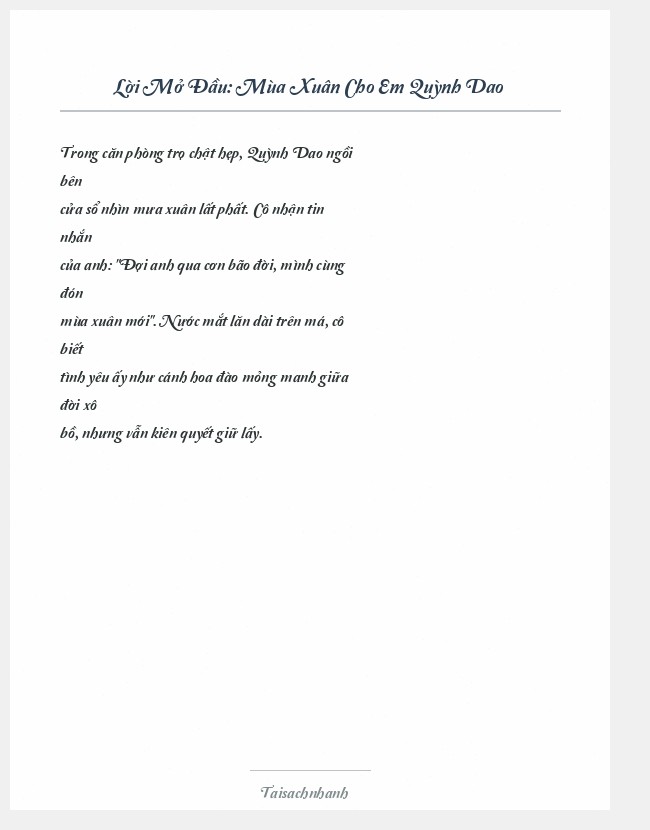 Trích đoạn Mùa Xuân Cho Em Quỳnh Dao