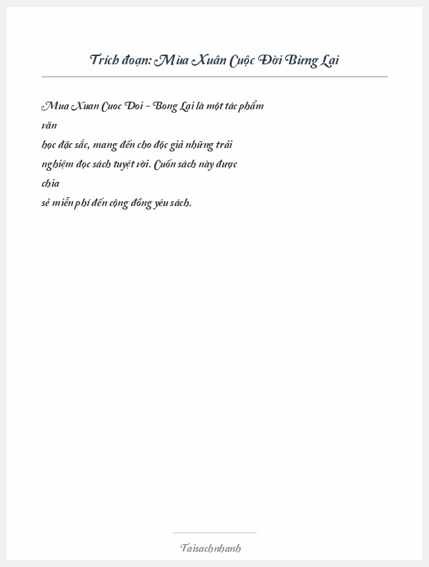 Trích đoạn Mùa Xuân Cuộc Đời Bừng Lại