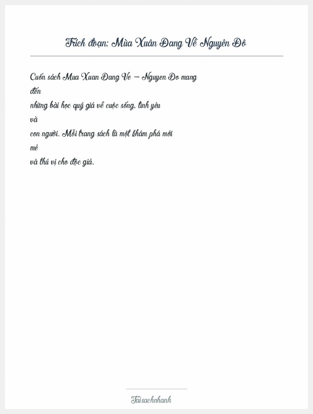 Trích đoạn Mùa Xuân Đang Về Nguyên Đô