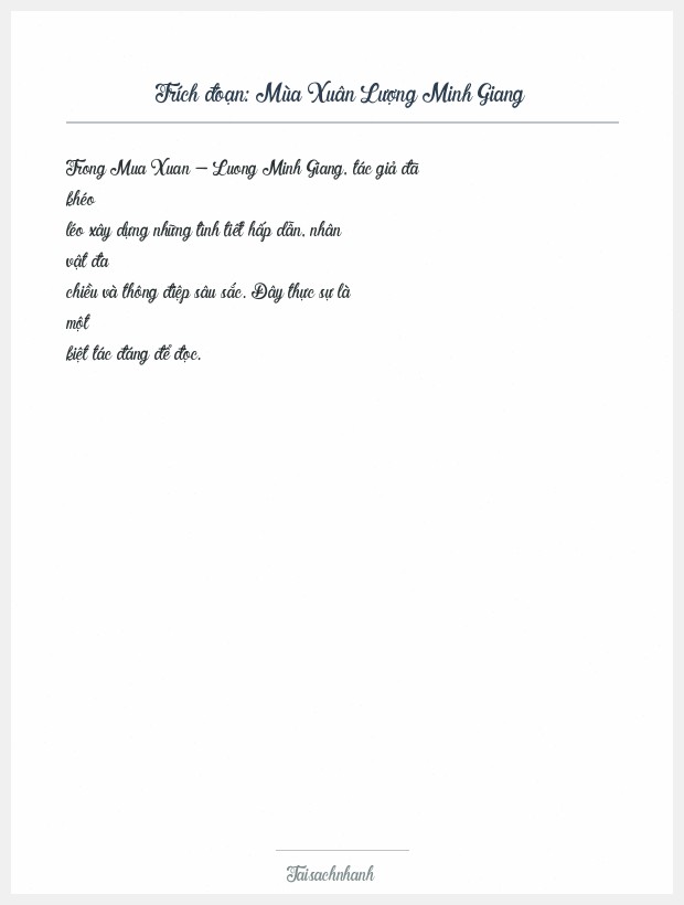 Trích đoạn Mùa Xuân Lượng Minh Giang
