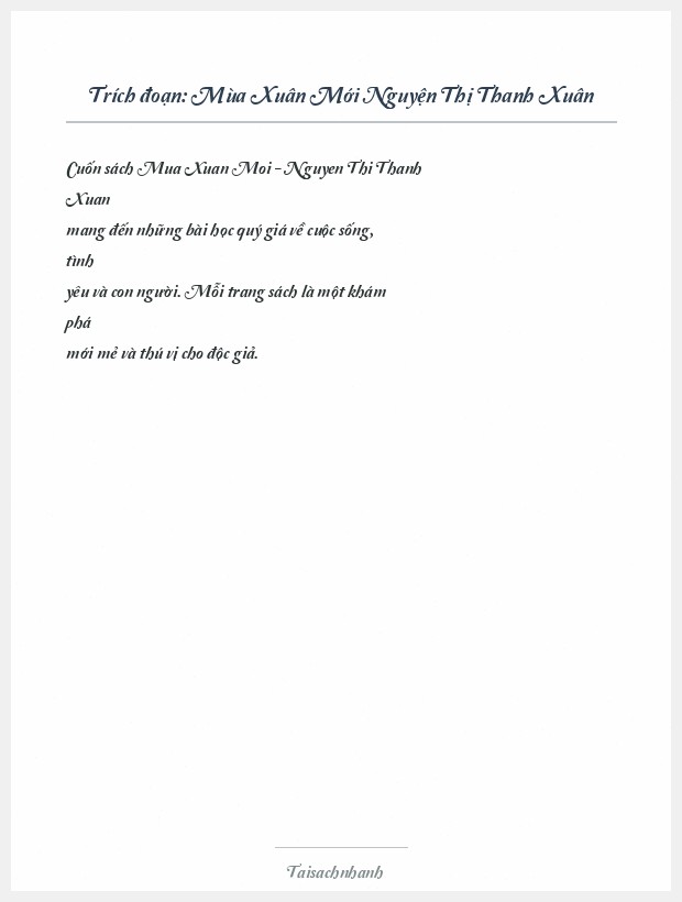 Trích đoạn Mùa Xuân Mới Nguyện Thị Thanh Xuân