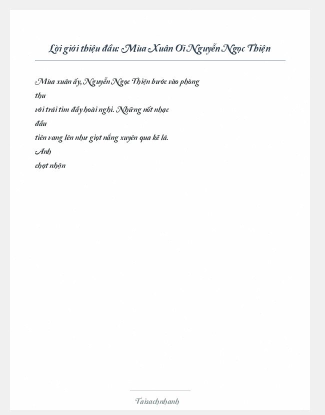 Trích đoạn Mùa Xuân Ơi Nguyễn Ngọc Thiện