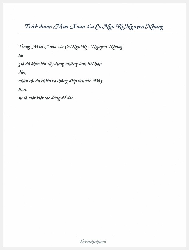 Trích đoạn Mua Xuan Va Co Ngo Ri Nguyen Nhung