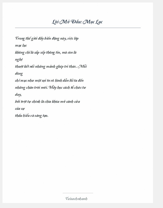 Trích đoạn Mục Lục
