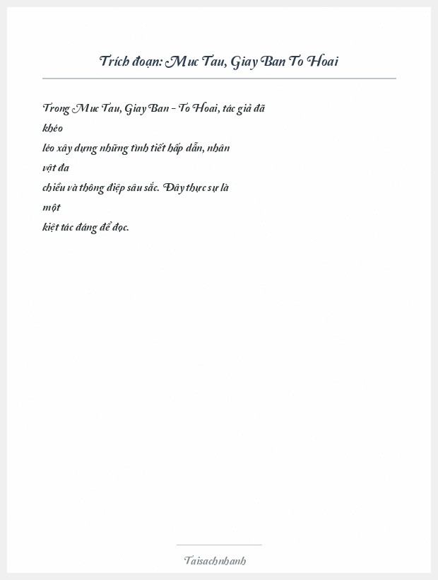 Trích đoạn Muc Tau, Giay Ban To Hoai