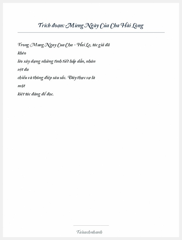 Trích đoạn Mừng Ngày Của Cha Hài Lòng