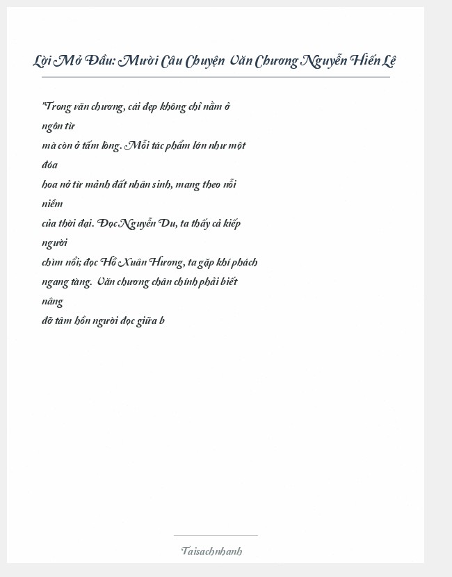 Trích đoạn Mười Câu Chuyện Văn Chương Nguyễn Hiến Lê
