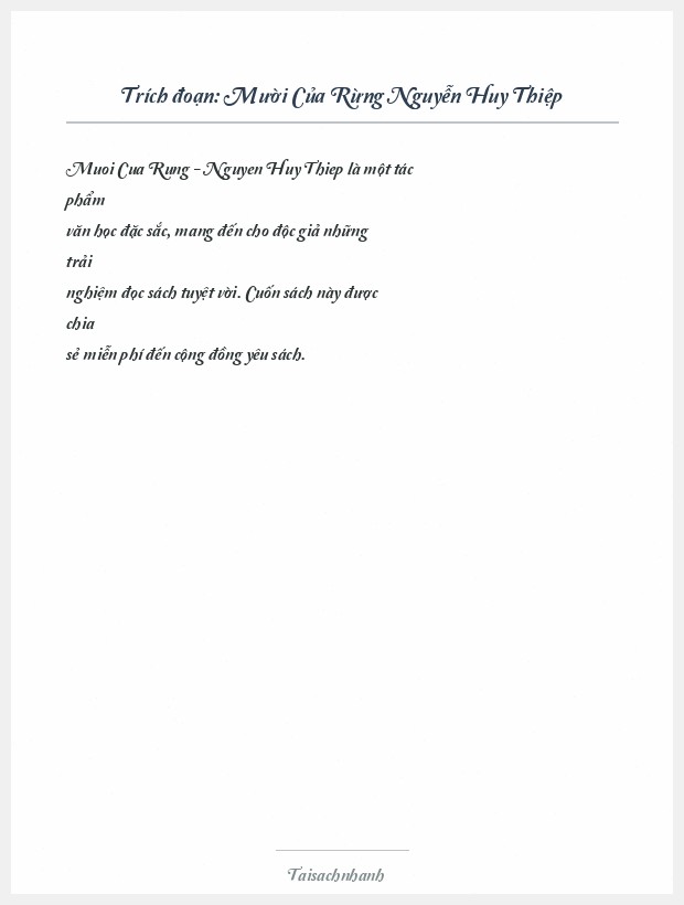 Trích đoạn Mười Của Rừng Nguyễn Huy Thiệp