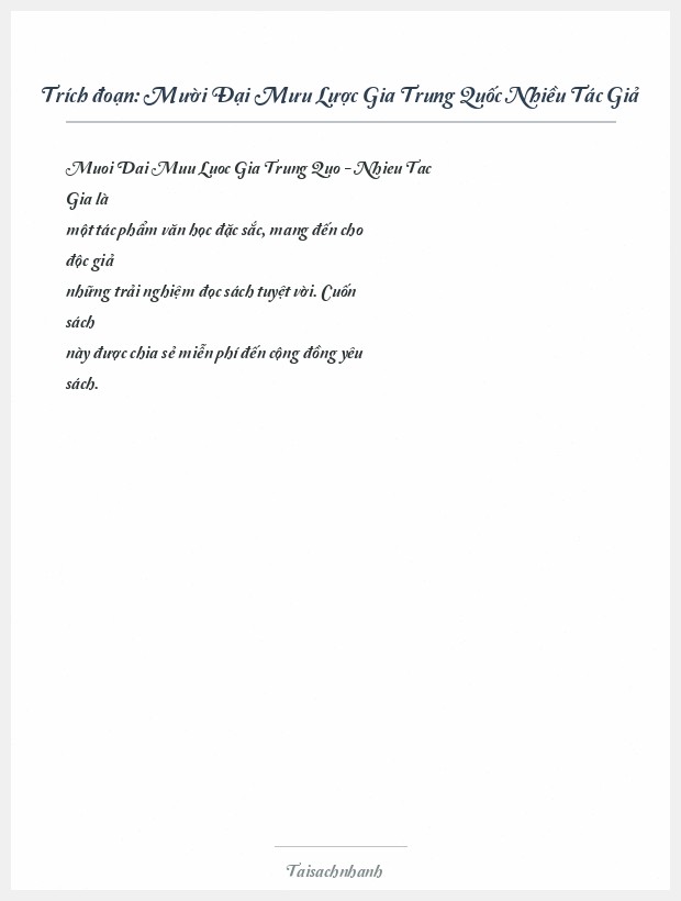 Trích đoạn Mười Đại Mưu Lược Gia Trung Quốc Nhiều Tác Giả