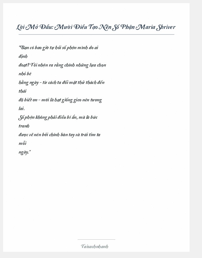 Trích đoạn Mười Điều Tạo Nên Số Phận Maria Shriver