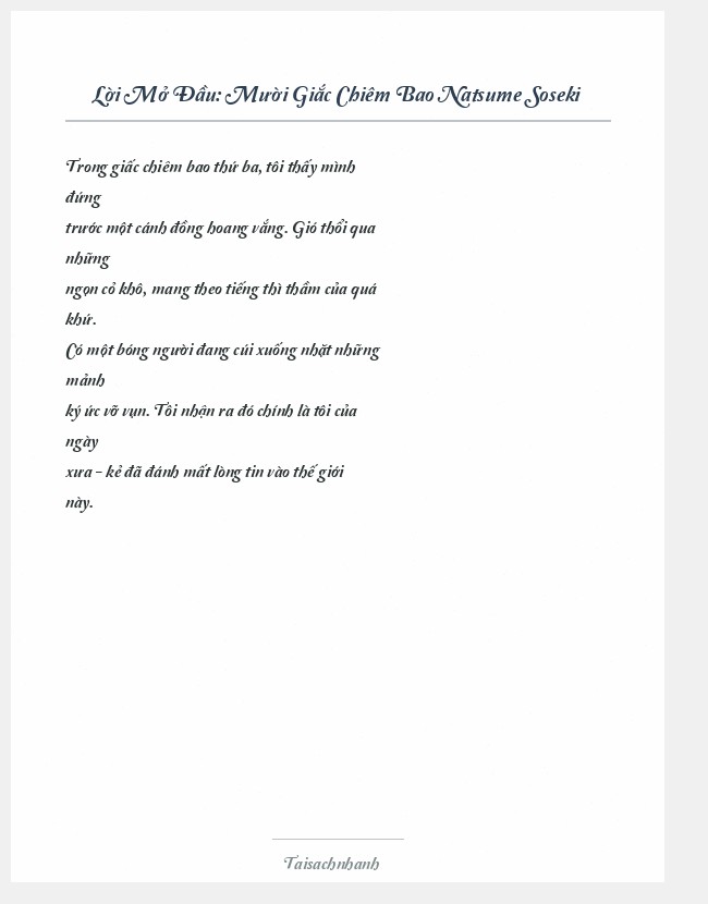 Trích đoạn Mười Giắc Chiêm Bao Natsume Soseki
