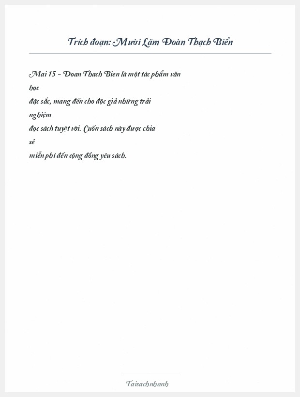 Trích đoạn Mười Lăm Đoàn Thạch Biển