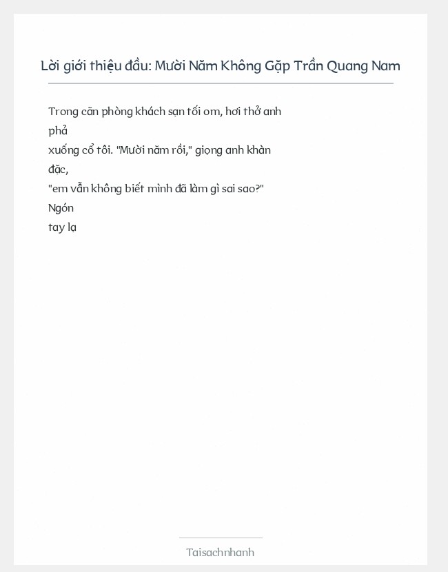 Trích đoạn Mười Năm Không Gặp Trần Quang Nam