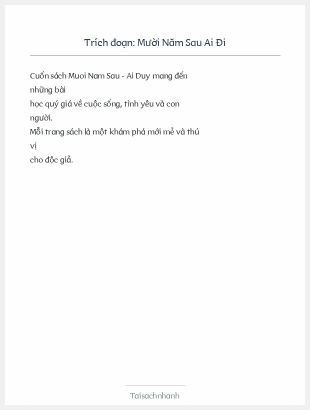 Trích đoạn Mười Năm Sau Ai Đi