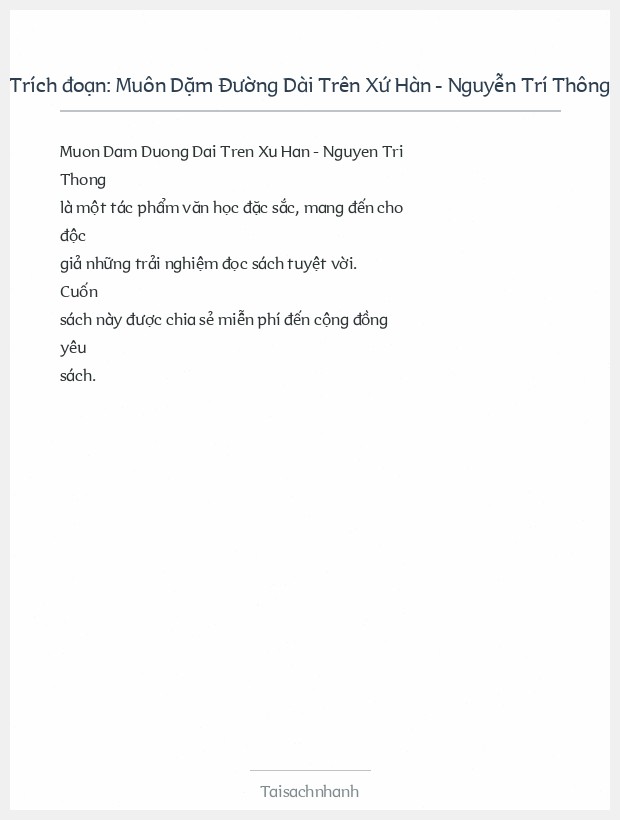 Trích đoạn Muôn Dặm Đường Dài Trên Xứ Hàn - Nguyễn Trí Thông