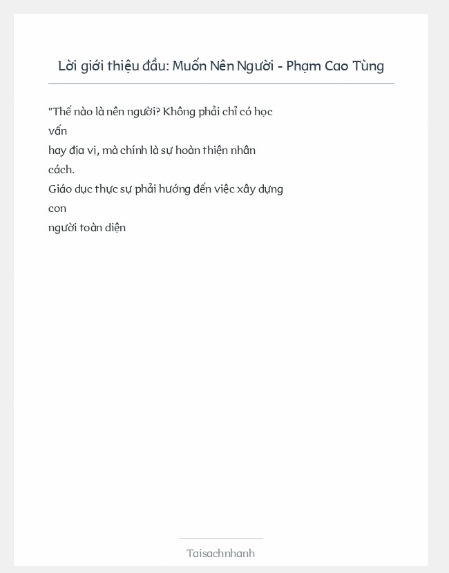 Trích đoạn Muốn Nên Người - Phạm Cao Tùng