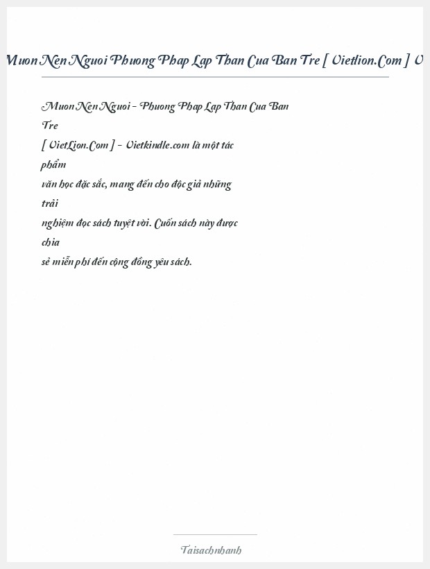 Trích đoạn Muon Nen Nguoi Phuong Phap Lap Than Cua Ban Tre [ Vietlion.Com ] Vietkindle.Com