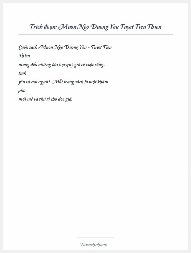 Trích đoạn Muon Neo Duong Yeu Tuyet Tieu Thien