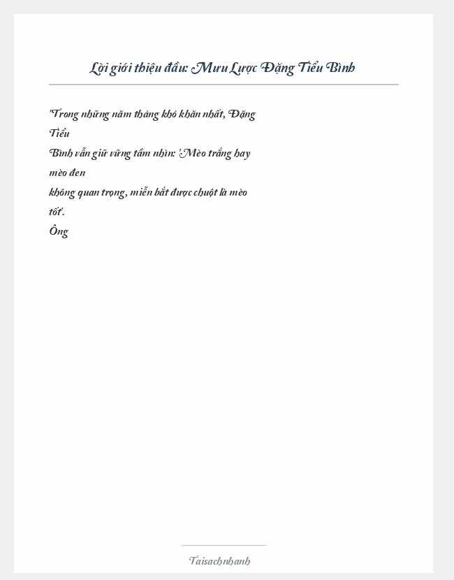 Trích đoạn Mưu Lược Đặng Tiểu Bình