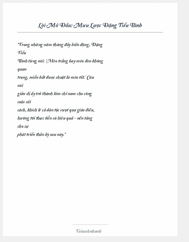 Trích đoạn Mưu Lược Đặng Tiểu Bình