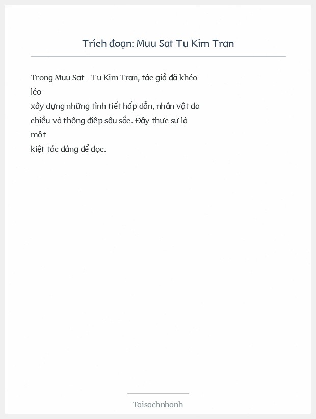 Trích đoạn Muu Sat Tu Kim Tran