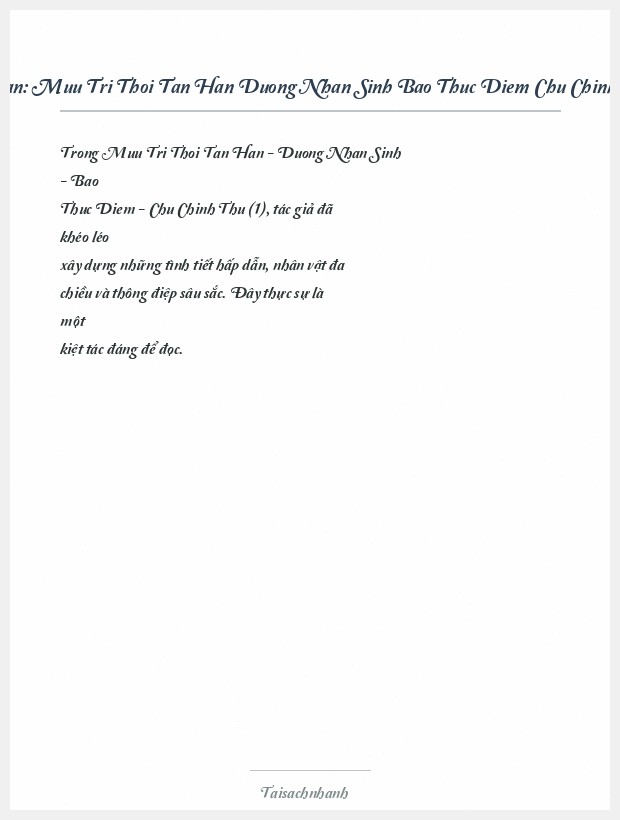 Trích đoạn Muu Tri Thoi Tan Han Duong Nhan Sinh Bao Thuc Diem Chu Chinh Thu (1)