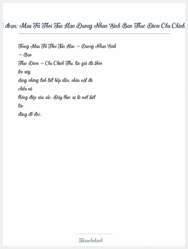 Trích đoạn Muu Tri Thoi Tan Han Duong Nhan Sinh Bao Thuc Diem Chu Chinh Thu