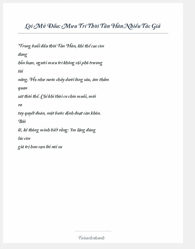 Trích đoạn Mưu Trí Thời Tân Hán Nhiều Tác Giả