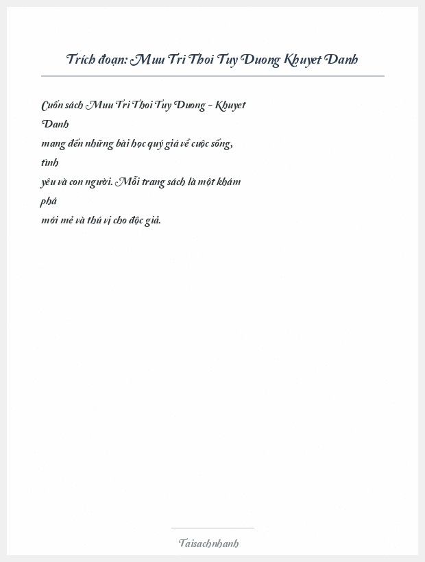 Trích đoạn Muu Tri Thoi Tuy Duong Khuyet Danh