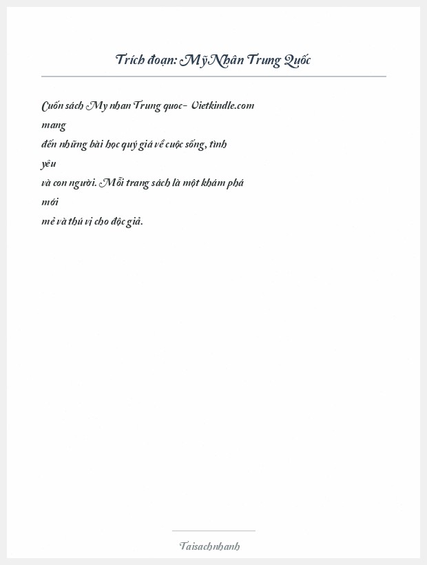 Trích đoạn Mỹ Nhân Trung Quốc