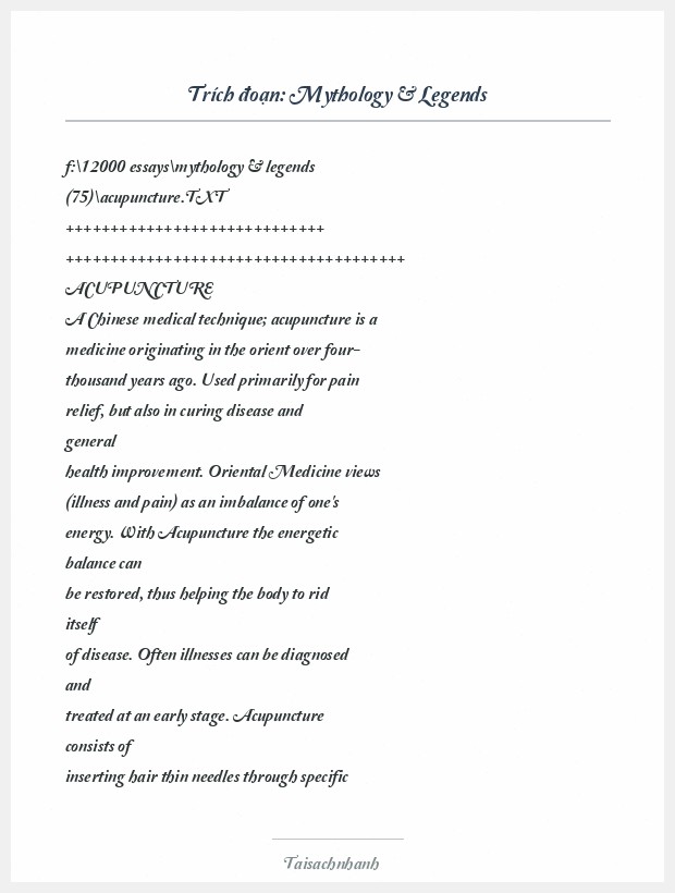 Trích đoạn Mythology & Legends