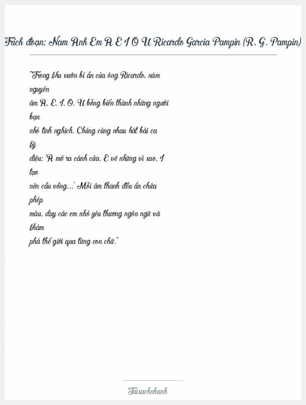 Trích đoạn Nam Anh Em A E I O U Ricardo Garcia Pampin (R. G. Pampin)